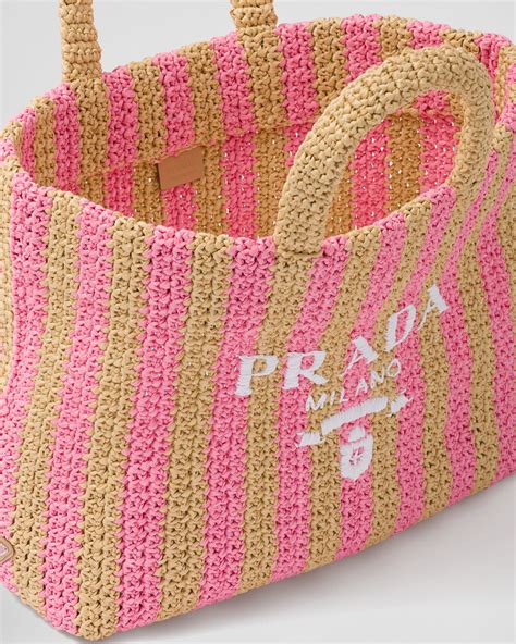 prada raffia tote bag pink|prada large raffia tote.